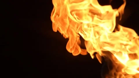 Slow motion of fire explosions on black background. Shot at 240 fps GX010402 Video stock 196759785
