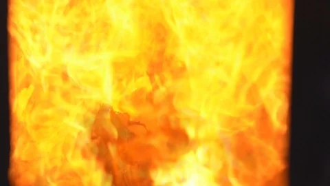 Slow motion fire flame burn glowing on dark background, hot flame fire motion  Stock-Footage 121005128