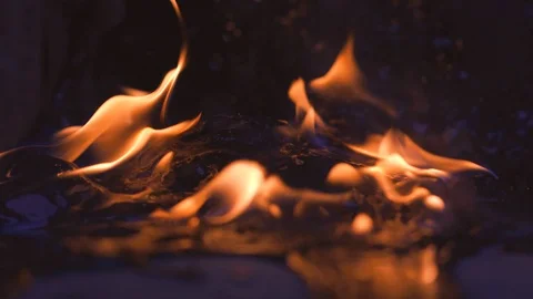 Slow motion fire flame burning plastic in industry  Видео 111816320
