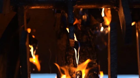 Slow motion fire flame burning plastic in industry  Stock Footage 111816500