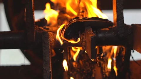 Slow motion fire flame burning plastic in industry  Stock-Footage 111817627