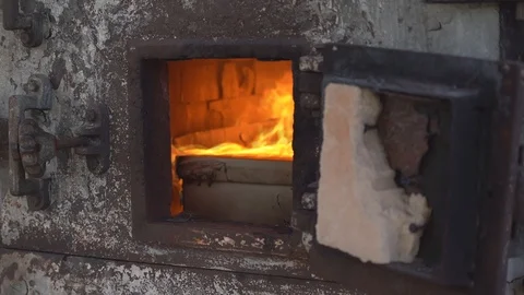 Slow motion fire flame cremate death people on dark background, red fire flame Stock Footage 120941407