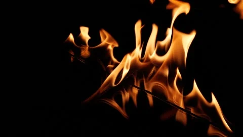 Slow motion fire flame of cross shape burn over black background, design element Stock Footage 149233651