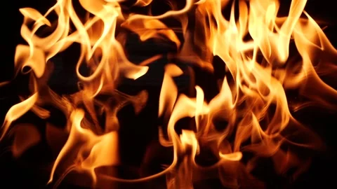 Slow motion fire flame igniting and burning on black background, design element Stock Footage 146501593