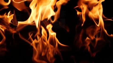 Slow motion fire flame igniting and burning on black background, design element Stock Footage 147236940