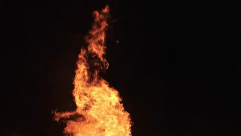 Slow Motion Fire Flames on Black Background Stock Footage 312237038