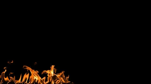 Slow motion fire flames burning gently on an isolated black background Video stock 122175259
