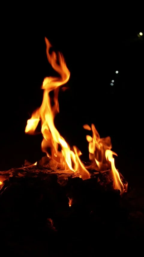 Slow Motion Fire Flames | Burning Fire in Close-Up Stock Footage 314062800