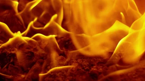 SLOW MOTION: fire flames in a fireplace. Stock Footage 51136147