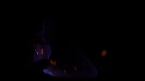 Slow-motion of fire light up on gas stove, gastronomy concept Stock Footage 120763170