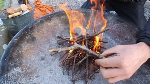 Slow motion fire lighting Stock Footage 169108811