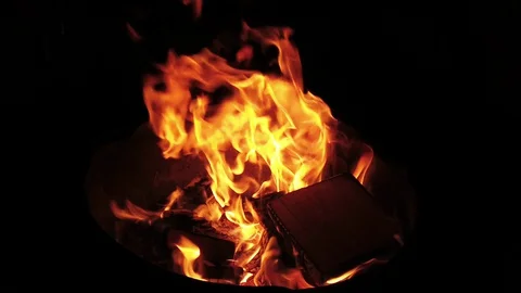 Slow motion fire at night. Stock Footage 130064820