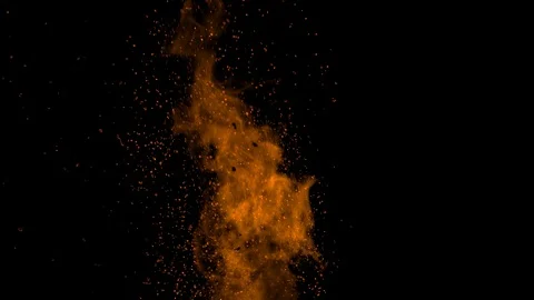 Slow motion of fire rising and sparks flying around 動画素材 122173373