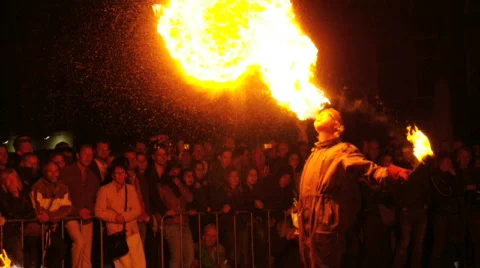 Slow motion Fire spitter Video stock 523669