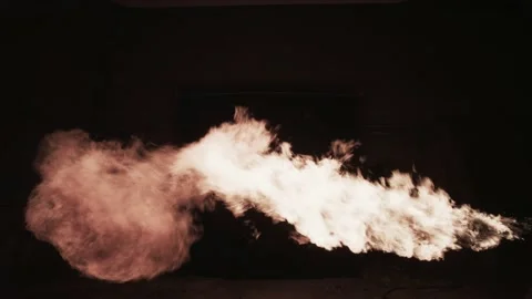 Slow motion fireball explosion sideways for use with visual effects and/or Stock Footage 138842534
