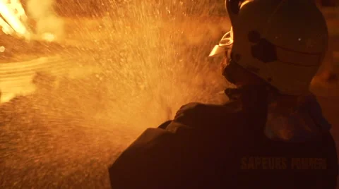 Slow motion of firemen Stock Footage 52927689