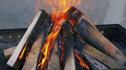 Slow motion of Fireplace burning. Video stock 71129397