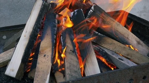 Slow motion of Fireplace burning. Video stock 71130160
