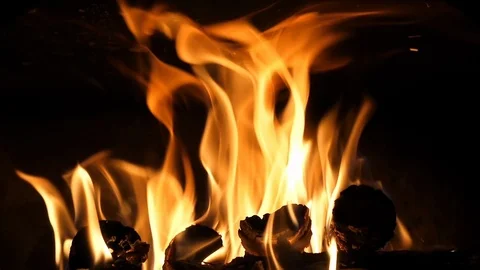 Slow motion fireplace burning Stock Footage 89571519