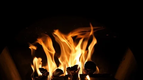 Slow motion fireplace burning Stock Footage 89571845