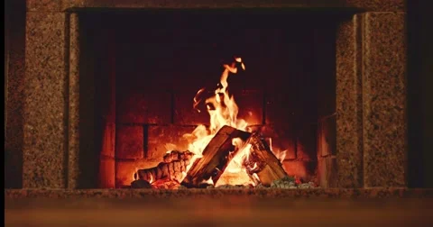 Slow motion Fireplace burning. Warm cozy fire. Winter relax background. 120fps Vídeos de archivo 54686392