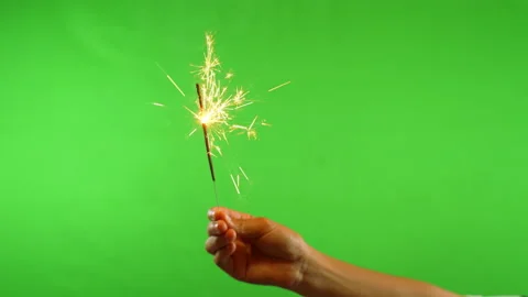 Slow motion firework burning for celebration on green screen background Stock Footage 219938814