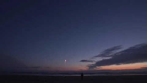 Slow Motion Firework Exploding after sunset Stock Footage 165301305