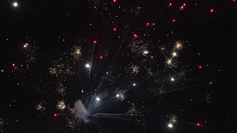 Slow motion firework explosions Stock Footage 165298792