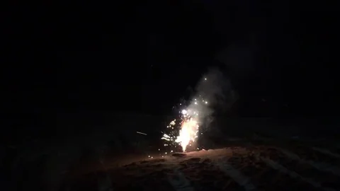 Slow-motion fireworks on beach Video stock 82921111