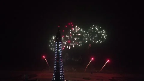 Slow Motion Fireworks in Blackpool Stock Footage 286896655