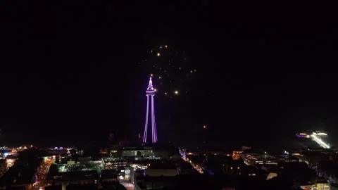 Slow Motion Fireworks in Blackpool Stock Footage 286896680