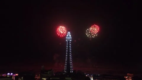 Slow Motion Fireworks in Blackpool Stock Footage 286896972