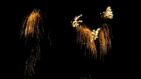 Slow motion fireworks exploding in night sky Stock Footage 82629635