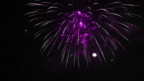 Slow Motion Fireworks Opening Shot 4K. Real Shining Fireworks for Celebration Video stock 321116958