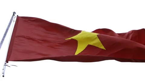 Slow motion of a flag Vietnam with red color and a yellow star waving gently. Stock Footage 290478064