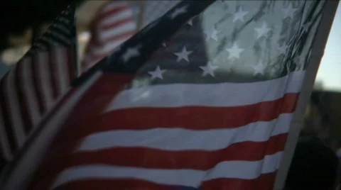 Slow motion Flags at dusk Stock-Footage 855274