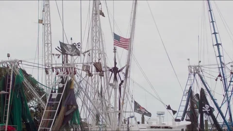 Slow motion Flags flying on Ship Masts - 4k Stock Footage 170905525