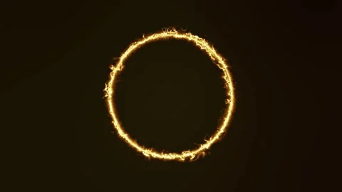 Slow motion of flame and current, burning ring of fire on black background. Stock Footage 253435291