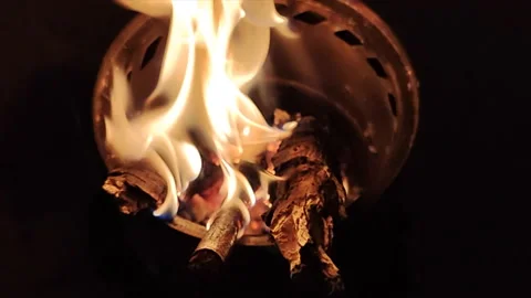 Slow Motion of Flame Burning In A Firewood Stove Stock Footage 164470126