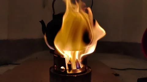 Slow Motion of Flame Burning In A Firewood Stove Stock Footage 165633071