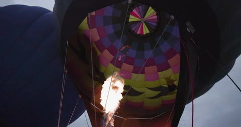 Slow Motion Flame Bursts into a Hot Air Balloon Stock Footage 228194712