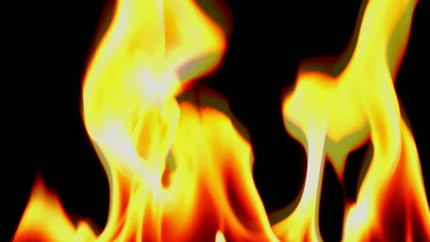 Slow motion flame fire burn glowing on black background  Video stock 220110064