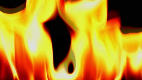 Slow motion flame fire burn glowing on black background  Video stock 220110200
