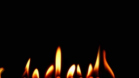 Slow motion flame fire burn glowing on black background  Vídeo Stock 220110832