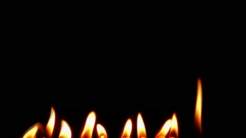 Slow motion flame fire burn glowing on black background  스톡 동영상 220110888