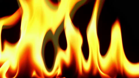 Slow motion flame fire burn glowing on black background  Vidéo 220111764