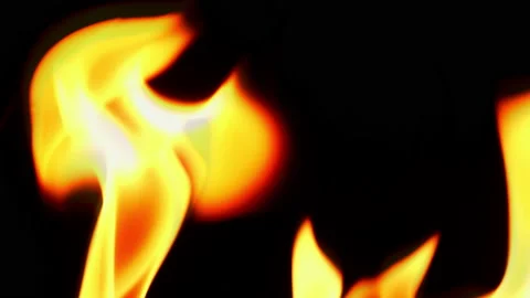 Slow motion flame fire burn glowing on black background  Video stock 220112707