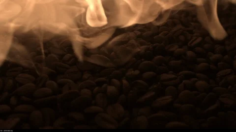 Slow motion of flame over roasted coffee beans 스톡 동영상 87731924