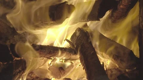 Slow Motion of Flames in Rustic Wood-Fired Oven (Forno a Lenha), Paraty Stock Footage 320632580