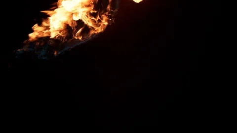 Slow motion flamethrower on black background Stock Footage 111560539